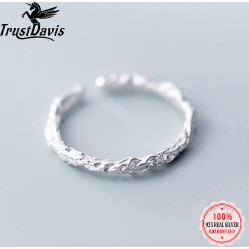 Trustdavis 100% 925 Sterling Silver Sweet Dry twigs Cocktail Opening Finger Ring For Women Fashion Silver 925 Jewelry Ring DA427