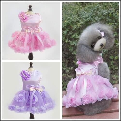 Spring Summer New Fashion Luxury Thin Girl Dog Dresses for Small Dogs Rose Flower Dress Skirt Pet Clothes Vestidos Para Perritas