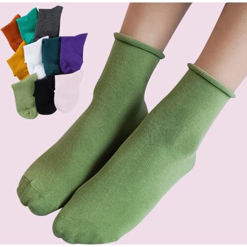 Spring Womens Socks Solid Color Thin Harajuku Socks Cotton Colorful Kawaii Girls High Quality Sweet Fashion Harajuku Casual