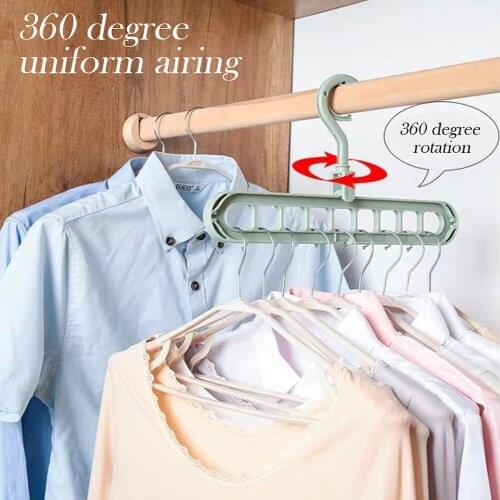 360 Degree Rotation Hanger Multifunction Multiport 9 Holes Plastic Scarf Clothes Hangers Clothes Drying Rack Storage Racks