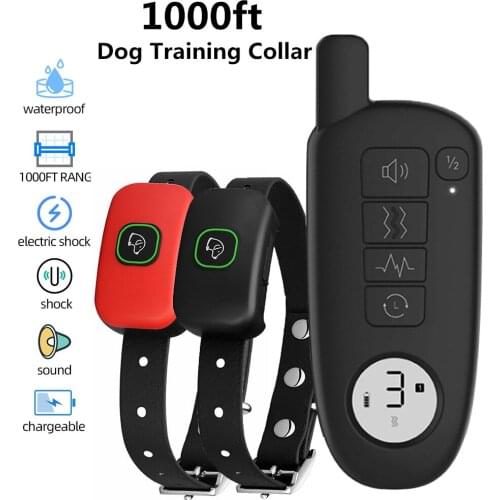 1000ft Range Dog Collar Training Waterproof Electric Shock Vibration Sound Dogs Bark Collar for Small Medium Large Dogs Trainer