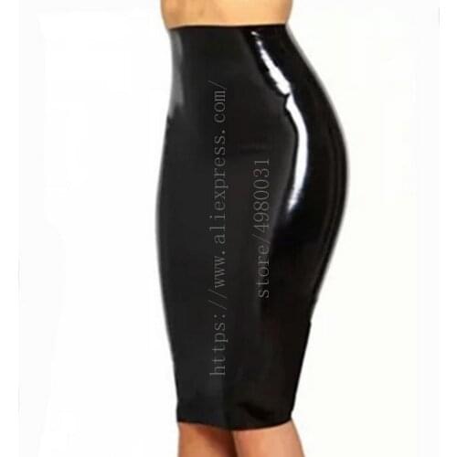 Office style latex bottoms womens Fetish black tight latex skirt to angel made of 0.4mm thickness natural latex materials
