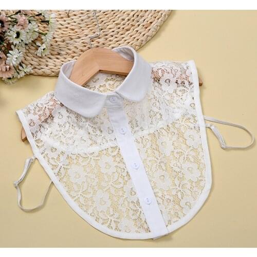 Vintage Floral Fake Collars for Women White False Collars Embroidery Lace Detachable Collar Faux Col Lapel Blouse Decoration