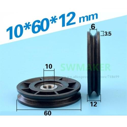 10pcs 10*60*12mm 6200 bearing pulley, wire rope over line lifting wheel, V groove wheel nylon wheel, elevator accessories