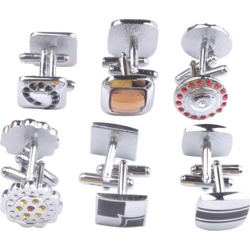 12Sets of Fashion Mens Cufflinks Silver Color Cuff Links #91437
