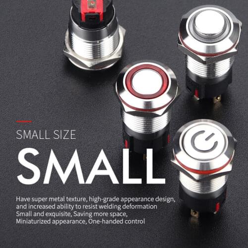 12MM Stainless steel 3A latching or momentary metal push button switch