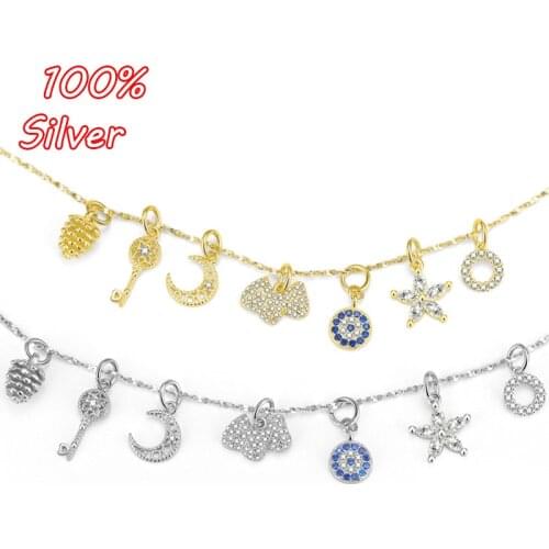 2019 925 Sterling Silver Accessories Handmade DIY Earrings Necklace Bracelet Pendant Inlaid Gemstone Jewelry Making Wholesale