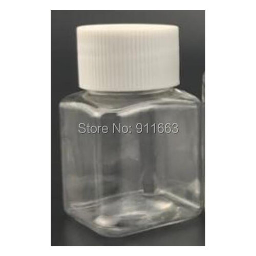 30 ml-50ml 45pcs! Square Bottles! PET medical plastic bottles with caps for chemical reagent -HDPE material