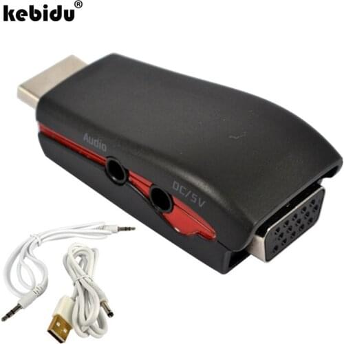 Kebidu HDMI to VGA Adapter with Audio Cable Power Male To Female 1080p HDMI to VGA Converter For PC/TV/for Xbox 360 for PS3