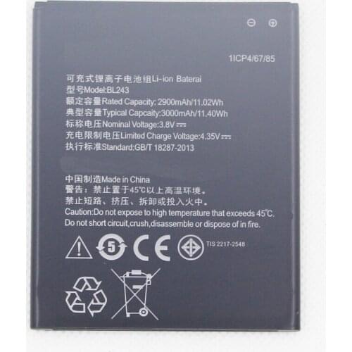 Battery for Lenovo K3 Note Battery 2900mAh Li-ion Battery BL243 Replacement for Lenovo K3 Note K50-T5 Smartphone