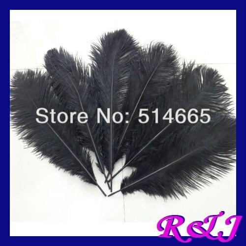 EMS Free shipping Cheap ostrich feather 100pcs 14-16 inches 35-40cm BLACK Ostrich plumage ostrich plume
