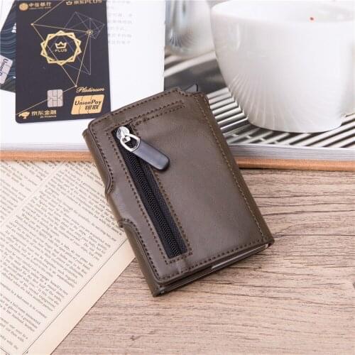 BISI GORO Men Vintage Credit Card Holder Top Quality Metal Aluminum Auto Pop-up RFID ID Card Case Carteira Button Coin Purse