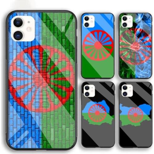 Gypsy Romani Roma Flag Phone Case For Iphone 6 6s 7 8 Plus XR X XS XSmax 11 12 Pro Mini Max Tempered Glass
