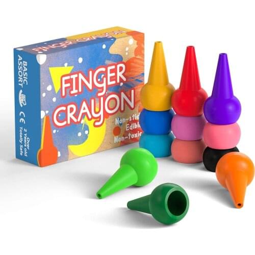 12 Color Baby Finger Crayon Stick Safe Non-toxic Coloring Pens Edible Students Kids Children Erasable Crayons Stackable Toys