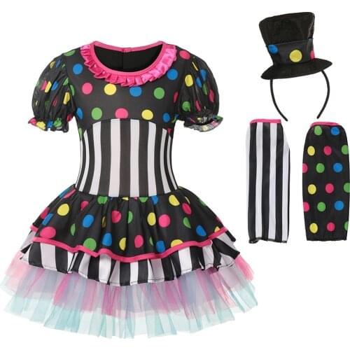 Halloween Costumes Kids Children Circus Clown Multicolor Fancy Dress Purim Cosplay For Boys Girls Party Dress Up JYF