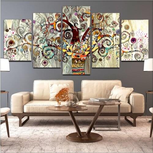 Exotic Tree Of Life Wall Decor Canvas Art Painting Interior Picture Nordic Five-Piece Set Poster No Frame Print For Living Room