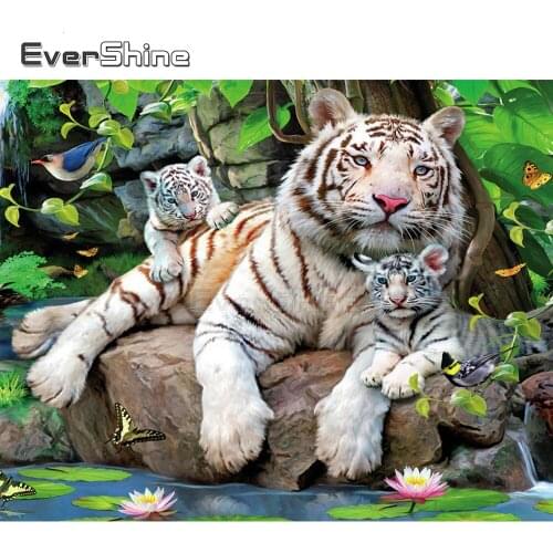 EverShine New Arrivals Diamond Painting Full Square Animals Cross Stitch Diamond Embroidery Tiger Rhinestone Art Handicraft Gift