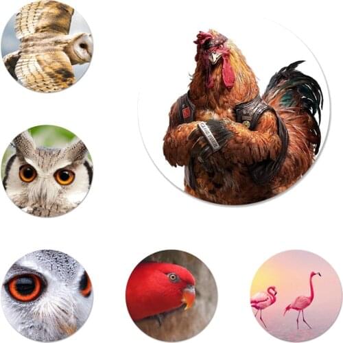 Beautiful Flamingo Eagle Owl Bird Icons Pins Badge Decoration Brooches Metal Badges For Backpack Decoration 58mm