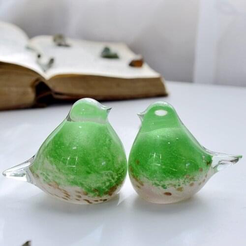 Creative Crystal glass Crafts Colored Glaze birds glass Birdie Decorative Figurines animal wedding decoration gift Couple gifts