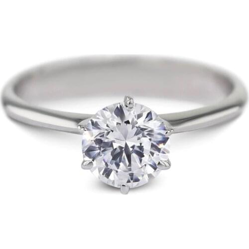 Solid 14k Gold or silver lMoissanite Engagement Round Brilliant Cut 2.0ct 8mm Lab Grow Diamond Ring Promising Ring For Women