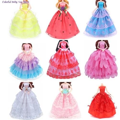 Fashion Princess Wedding Dresses For Doll Handmade Party Dolls Clothes Gown Gift Baby Toys For Girls