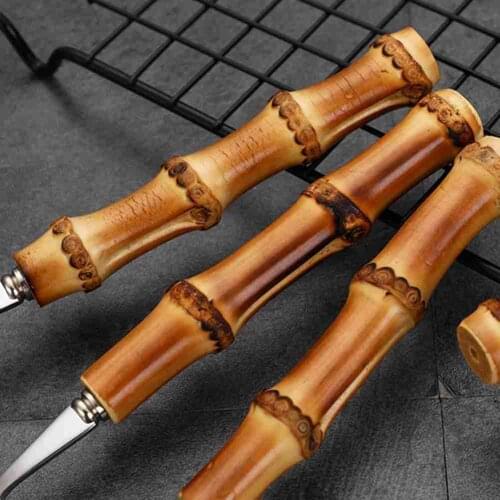 Tableware Bamboo Handle Steel Upscale Cutlery Set Steak Knife Dessert Spoon Dinnerware Sets Home Forks Spoons Knives