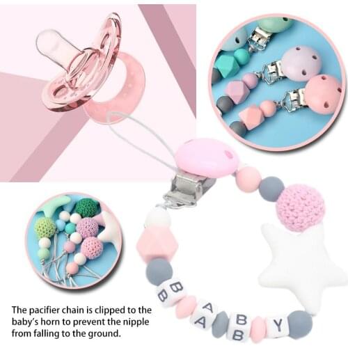 2020 NEW Colorful Silicone Letter Pacifier Clips Chupetero Holder Chain For Infant Feeding Toddle Chew Toy Clips BPA