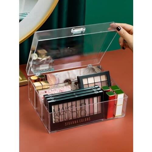 Eyeshadow Palette Organizer Powder Cake Storage Box Makeup Tools Holder Compartment Transparent Plastic Desktop Storage