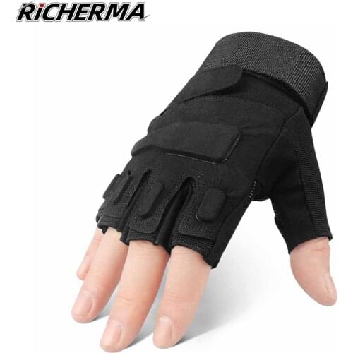 Outdoor Sports Motorcycle Gloves Women Summer Fingerless Cycling Riding Gloves Men Adjustable Hand Protection Shooting Gloves
