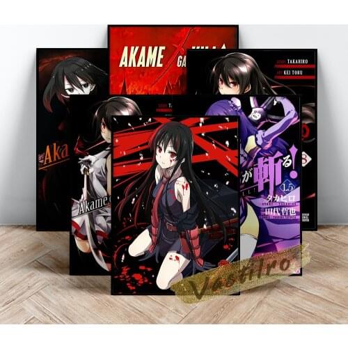 Akame Ga Kill Poster, Japanese Manga Art Prints, Anime Movie Character Wall Picture, Japan Cartoon Pretty Girl Combat Wall Art