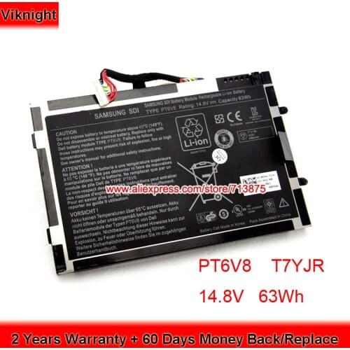 Genuine 8 Cells PT6V8 Battery for Dell Alienware M11x R1 M11x R2 R3 M14X R1 R2 P06T 8P6X6 08P6X6 T7YJR BT6V8 14.8V 63Wh