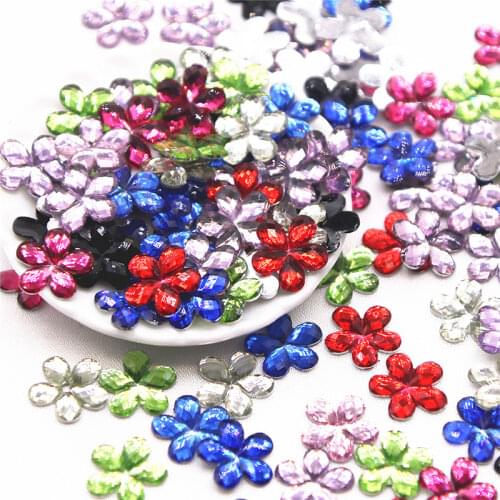 200pcs/lot 10mm flower shape mix colors shiny resin rhinestone flatback cabochon for DIY craft