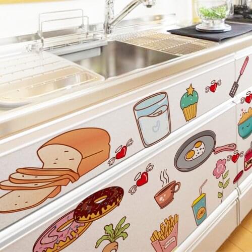 [SHIJUEHEZI] Kitchen Stickers PVC Material DIY Cartoon Cooking Utensils Food Sticker for House Cupboard Fridge Tiles Decoration