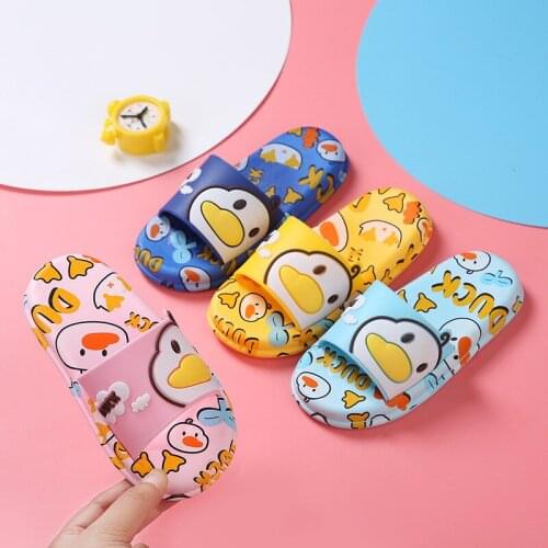 Yellow Duck Kids Slippers New Summer Boys Girls Slippers PVC Non-slip Children Beach Shoes Baby Home Sandals Kids Flip Flops