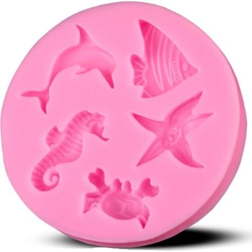 Dolphins Hippocampus Starfish Silicone Mold Chocolate Fondant Cake Decoration Kitchen Soap Tools E041