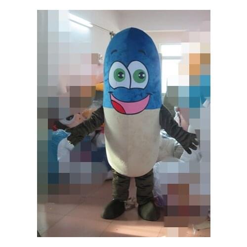 Adult Blue adult pill mascot costume