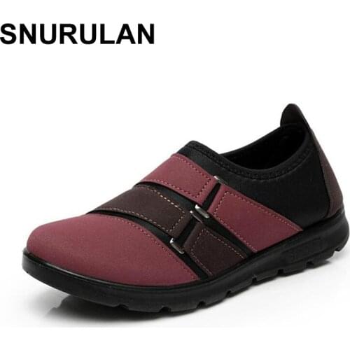 SNURULAN 2017 Women Loafers Beijing Shoes Women Casual Flat Mother Slip On Lady Comfort Shoes