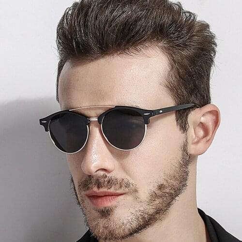 Veshion Polarized Men Sunglasses Round Brand Designer Sun Glasses for Male Driving Vintage Retro Man Glasses TAC Lens Anti Uv400