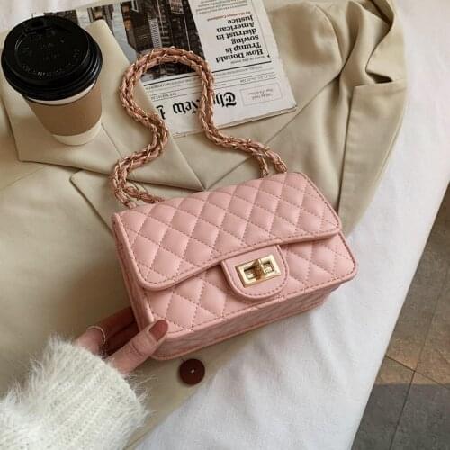 Pink/Rose INS Quilted Flap Bags Designer Classic Lady Style Crossbody/Shoulder Bags Soft Leather Chain Bags Women Black/White