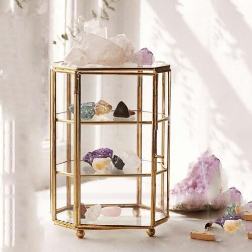 Glass jewellery box beautiful European new ideas Copper eternal flower glass gift box home decoration