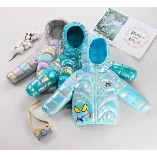 Boys Warm Winter Clothes Cute Fashion Hooded Coat Spiderman Outfit Print Coat Jacket Children Clothing For 1-4 Year