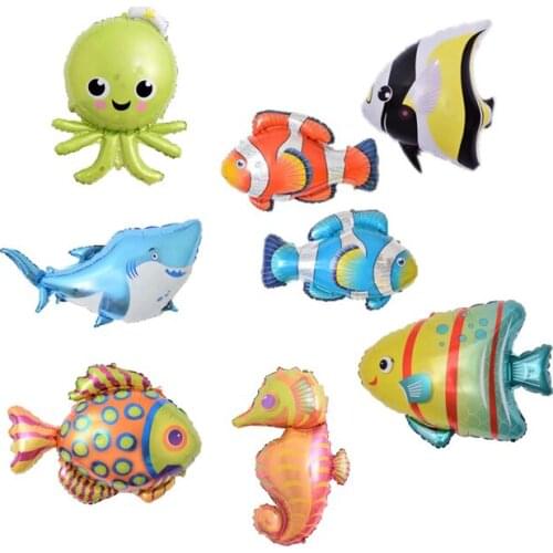 Mermaid Party Decorations Big Fish Lobster Octopus Foil Balloon Shark Birthday Party Decorations Kids Boy Girl Baby Shower Decor