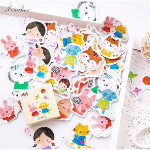 XINAHER 45 pcs/lot cute animals mini paper sticker decoration stickers DIY craft diary scrapbooking planner kawaii label sticker