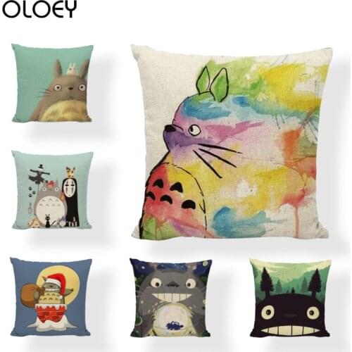 Japanese Anime Characters Square Linen Cushion Cover 45cmx45cm Home Bedroom Hotel Decoration Cushion Cover