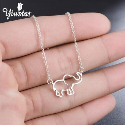 Yiustar Fashion A Hallow Elephant Necklaces Chain Boho Geometric Animal Pendants Necklaces ntique Dainty Woodland Jewelry