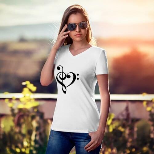Pinterest Womens T Shirts Versatile Loose Clothes Hot Selling Music Note Cartoon Printed Exquisite Y2k Fashion Wholesale Tshirt