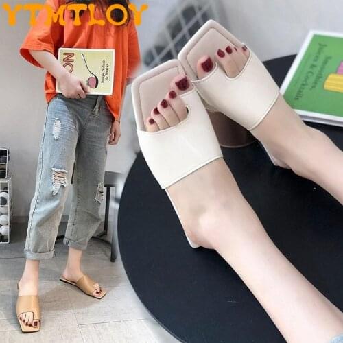 Set Toe Flat Sandals And Slippers Women Summer 2021 Fashion All-match Korean Style Flip Flops Flat Beach Shoes Tide