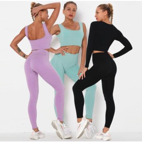 Women Yoga Set Gym Clothing Female Sport Fitness Suit Running Clothes Yoga Top+ Leggings Women Seamless Gym Yoga Bra Suits