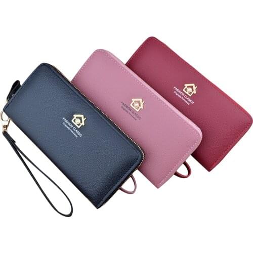 Women Casual Wallet Elegant Design Zip Around Credit Card Holder Phone Clutch with Wristlet