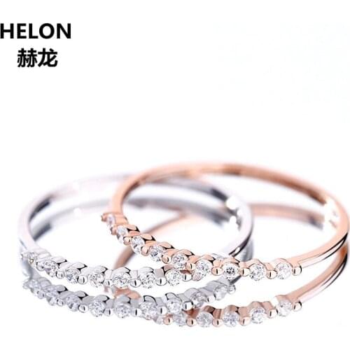 0.09ct SI/H Full Cut Natural Diamonds Engagement Wedding Ring Solid 14k White Gold Rose Gold Anniversary Band Women Fine Jewelry